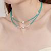 NUOY Emerald Bead Clover Necklace