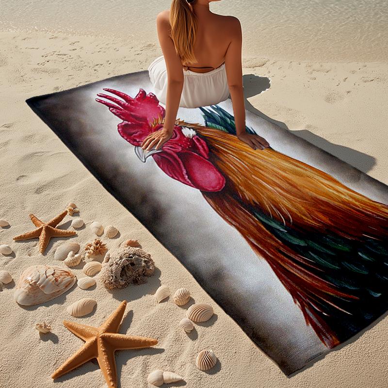 Rooster In Vintage Garden Beach Towel, Super Soft Microfiber, Gift for Her/Him, Birthday, for Pool, Beach, Travel, Home Decor Fan gifts