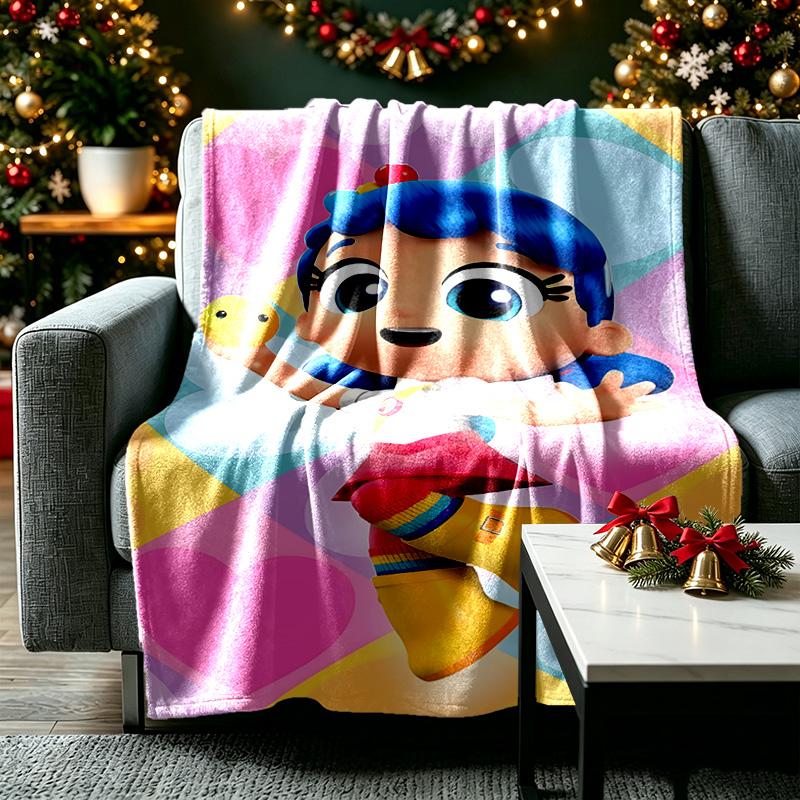 1pc Cartoon Blue Haired Girl Blanket, Cozy Printed Throw Blanket, A Heartfelt Gift for Your Family and Friends