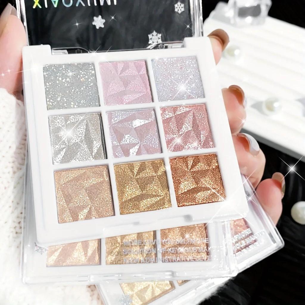 Девять цветов палитры теней для век с блестками Многофункциональная палитра теней для век Контурирующий набор Водостойкий стойкий набор Косметика на каждый день Модный макияж