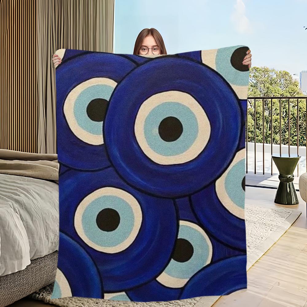 Turkish Lucky Blue Evil Eyes Blanket Skin friendly comfort warm soft plush blanket suitable sofa living room office bedroom