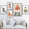 Лиса Кролик Медведь Олень Детская Настенная Картина Холст Картины Плакаты Мультфильм Животное в Свитере Принт Настенные Панно Декор Для Детской Комнаты