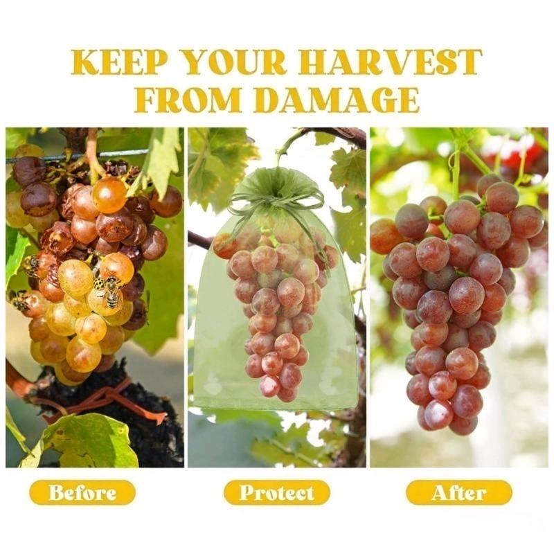 1-100Pcs Fruit Protection Bags Plant Grow Bags Garden Anti-Bird Netting Mesh Bag Vegetable Strawberry Bags Garden Tools Reusable