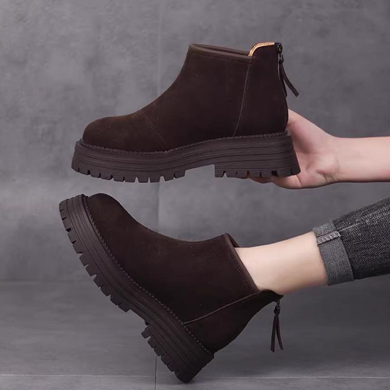 Замшевые женские ботильоны на платформе, высокие каблуки, модная обувь для женщин, тренд 2025 года, зимние новые прогулочные удобные спортивные повседневные зимние ботинки Femme