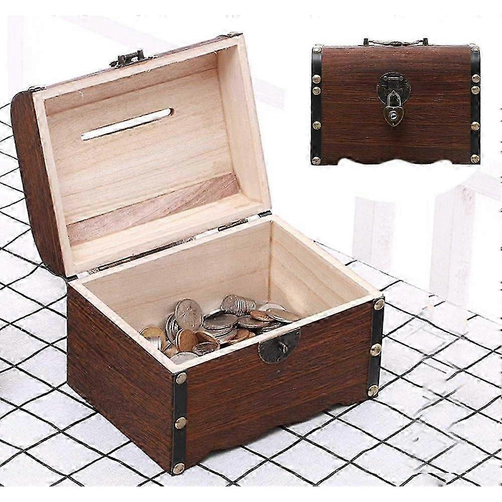 2026 Wooden Piggy Bank, Vintage Design, Safe Money Box for Kids & Adults