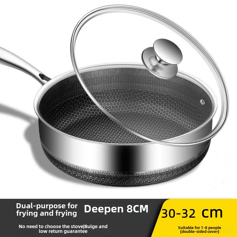 Бытовая углубленная антипригарная сковорода из нержавеющей стали 316 с сотовым покрытием, совместимая со всеми плитами