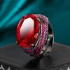Jewelry Copper Bottom Gold-Plated Simulation Red Corundum Copper Inlaid Black Gold Ring Heroine Stone 13 * 18