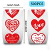 500PCS Valentines Heart Stickers Roll Happy Valentine's Day Stickers Roll Round Adhesive Label Stickers Love Heart Party Decal