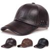 Unisex Solid Color Leather Baseball Caps Spring and Autumn Outdoor Adjustable Casual Hats Hip Hop Hat Sunscreen Hat