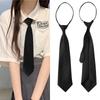 Black Neck Ties for Student Solid Silky Women Ties Elegant Necktie Slim Women And Men Ties Uniform Accessories