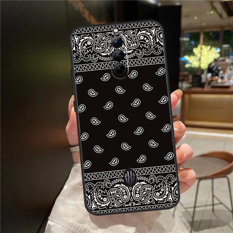 Черный чехол-бандана с узором пейсли для ZTE Nubia Red Magic 10S 9S 8S 10 9 8 11 Pro Plus 6 7 6S 7S Для RedMagic 10 Air Чехол