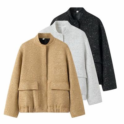 Женская куртка с воротником-стойкой из бисера «Ветер Европы и Соединенных Штатов» с небольшим ароматом