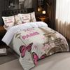 Pink Paris Architecture Eiffel Tower Print Bedding Set Soft Duvet Cover King Queen Twin Single Size Birthday Gift Bedroom Decor