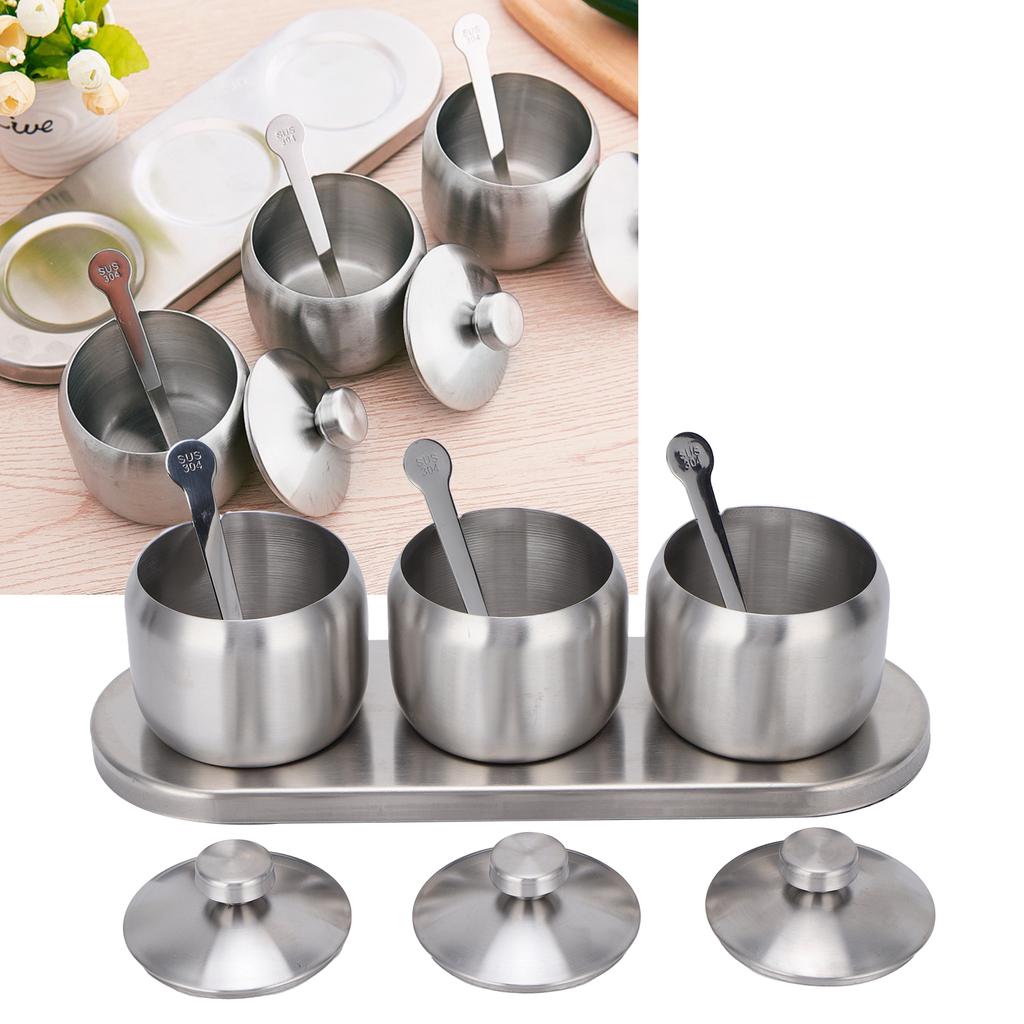 Набор для приправ из нержавеющей стали 304, бутылка-контейнер для специй, соли, сахара и перца