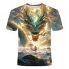 New Trendy Men's Three-dimensional Dragon Slimming Trend Youth Casual Handsome Casual Round Neck Short Sleeved T-shirt
