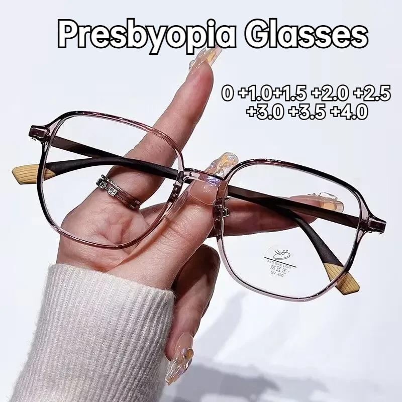 Women'S Retro Ultra-Light Square Reading Glasses Men'S New Fashion Large Frame High-Definition Lenses Presbyopia Glasses