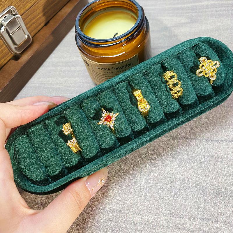 Medieval Vintage Brushed Zircon Chinese Knot Belt Open Ring Light Luxury Retro Ring