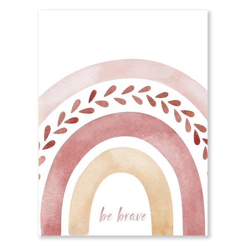 Bohemian Style Rainbow Series Canvas Painting Pink Sun Love Heart Cosy Wall Art Girls Bedroom Trend Decoration Unframed Poster