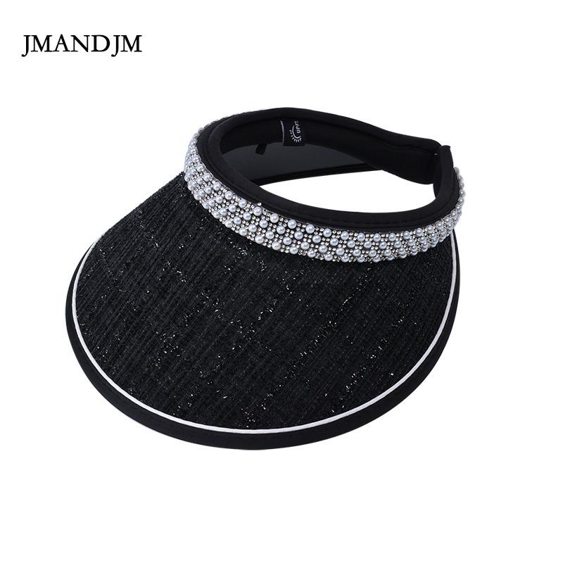 Летняя солнцезащитная шляпа с пустым верхом, корейская версия, универсальная шляпа с жемчугом, женская виниловая шляпа с большим карнизом и повязкой на голову, солнцезащитная шляпа