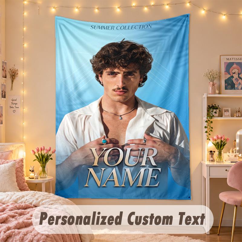 Custom Personalized Tapestry,Benson Boone Print Custom Name Text Wall Art Hanging for Bedroom