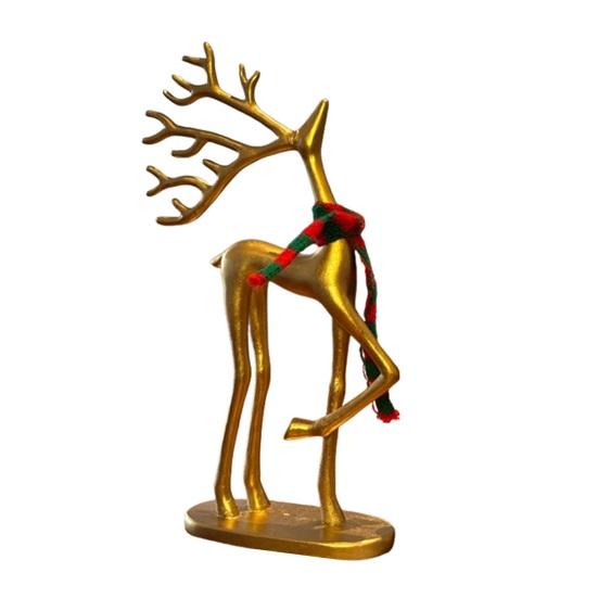 1/2 шт. Рождественская статуэтка оленя с шарфом, минималистичная фигурка силуэта лося, скульптура оленя, украшение для дома, офиса, рабочего стола