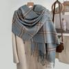 British Retro Large Plaid Scarf for Women Winter Fleece-Like Cashmere Trendy Brand Korean Style Versatile Student Warm Neck Warmer
