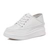 Fashion 7CM Genuine Leather Boots Fashion Chunky Sneaker Vulcanize Women Moccasins Autumn Spring Platform Wedge Loafer Flat Shoes