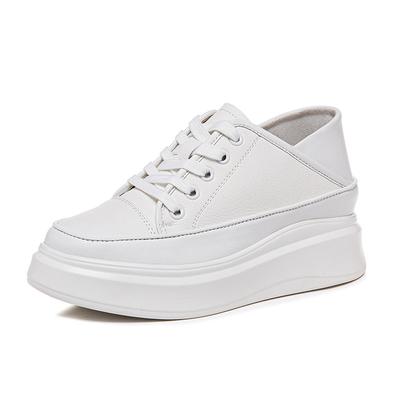 Модные 7 см Ботинки из Натуральной Кожи Модные Массивные Кроссовки Вулканизированные Женские Мокасины Осень Весна Платформа Клиновидная Подошва Лоферы Плоская Обувь