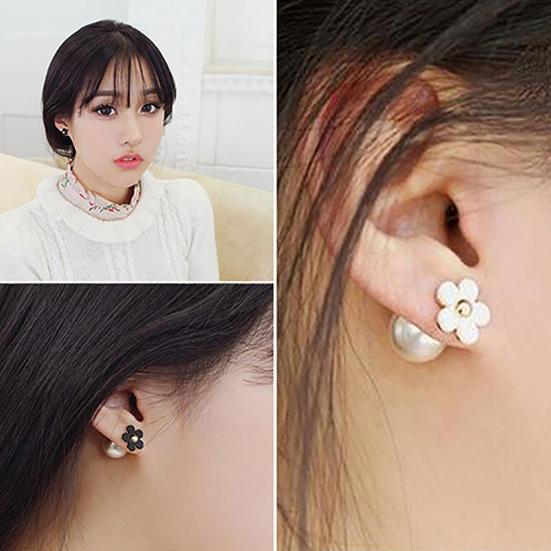 Ear Studs Exquisite Double-sided Cute Flower Design Flower Ear Studs for Wedding