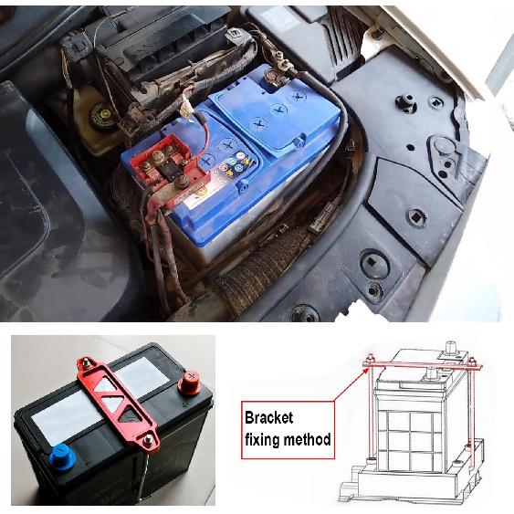 Battery Hold Down Bracket, Aluminum Alloy Battery Tie Down Bracket, Battery Tray For Car Battery Mount Bracket Hold Lock Accessories, Car Battery