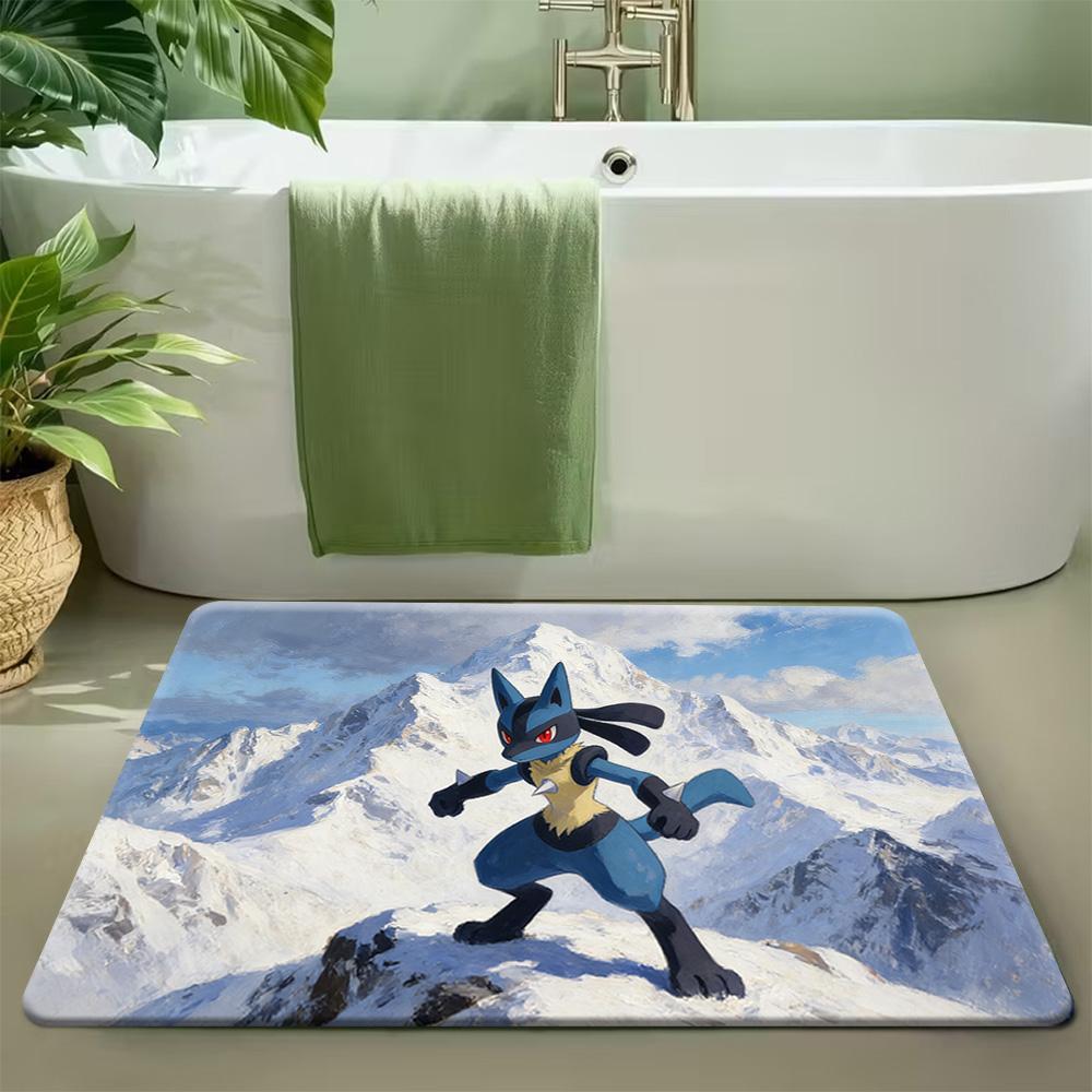 Pokemon Summer Festival Night Print Non-slip Doormat, Soft Absorbent Floor Rug for Home Decor