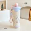Stainless steel household cartoon thermos cup large capacity straw cup portable thickened cute coffee cup