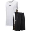 Under Armour Топ-майка с V-образным вырезом и принтом логотипа Вязаные спортивные шорты для тренировок Баскетбольный комплект Мужские комплекты Белый Черный 23500101-100-+-21500201-001