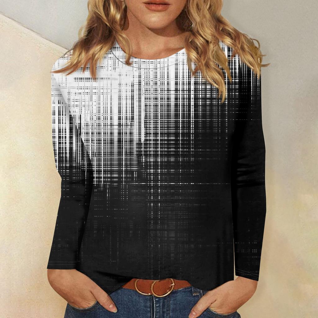 Long Sleeve Shirts For Women Cute Print Graphic Tees Blouses Casual Plus Size Basic Tops Pullover
