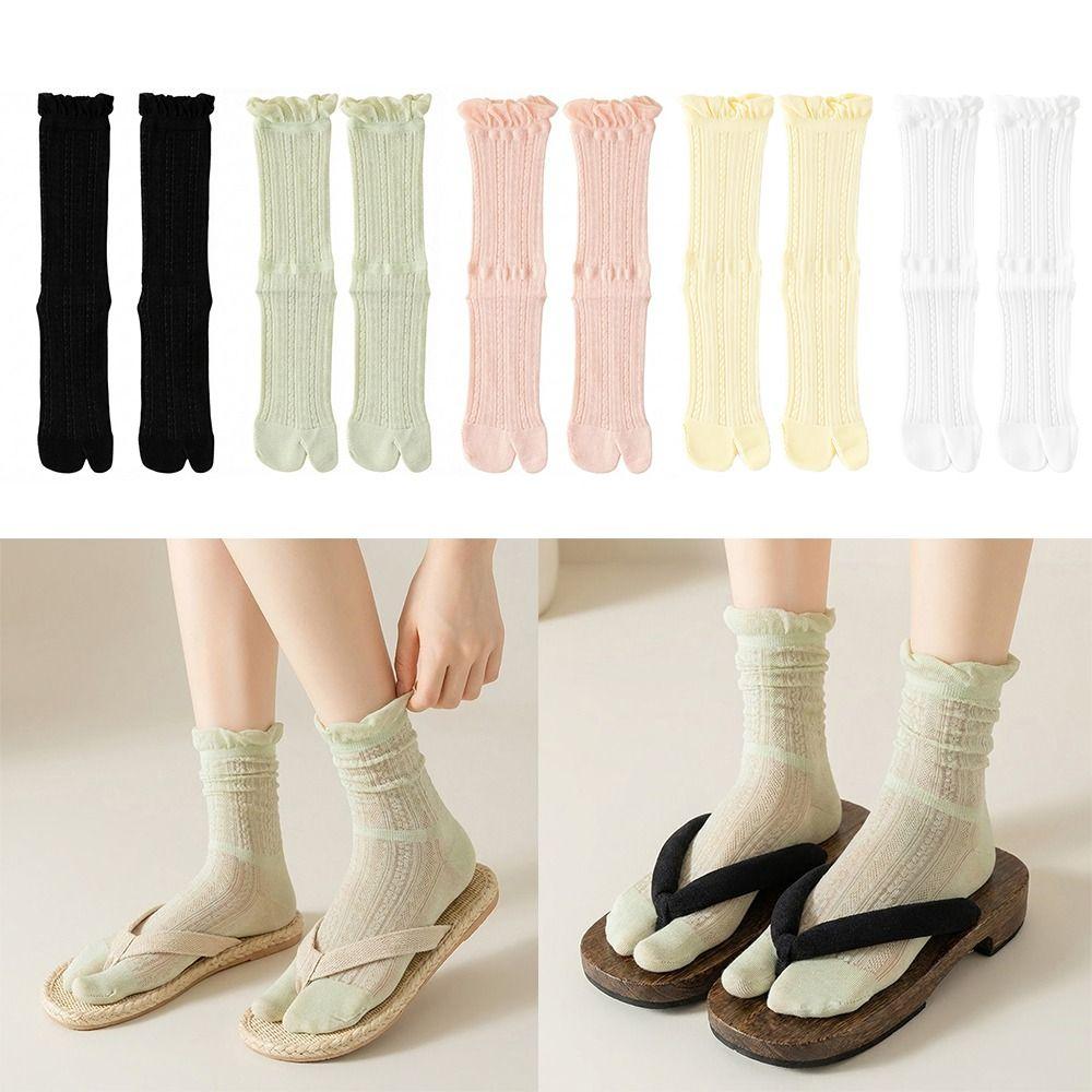 1Pair Thin Split Toe Socks Soft Breathable Mesh Socks Harajuku Style Japanese Tabi Sox Summer Woman