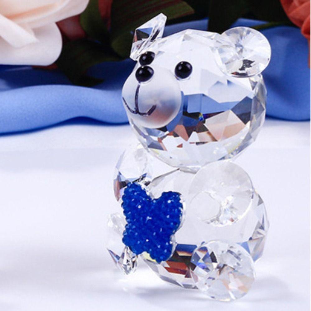 Bear Crystal Bear Figurine Collection Colorful Pretty Glass Ornament Cute Bear Statue  Home