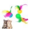 Random Color Feather Golf Ball Cat Teaser Ball Bite Resistant Cat Molar Sound Ball Trainging