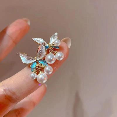 Серьги-бабочки из серебра 925 пробы сине-белые: Элегантные, Модные, Универсальные Украшения