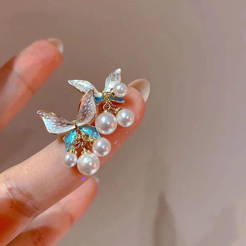 Серьги-бабочки из серебра 925 пробы сине-белые: Элегантные, Модные, Универсальные Украшения