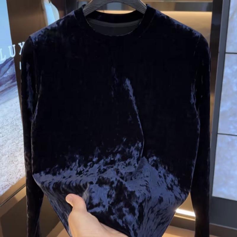 2025 Trendy Men's Plus Velvet Long Sleeve Wool Base Layer Shirt for Autumn/Winter