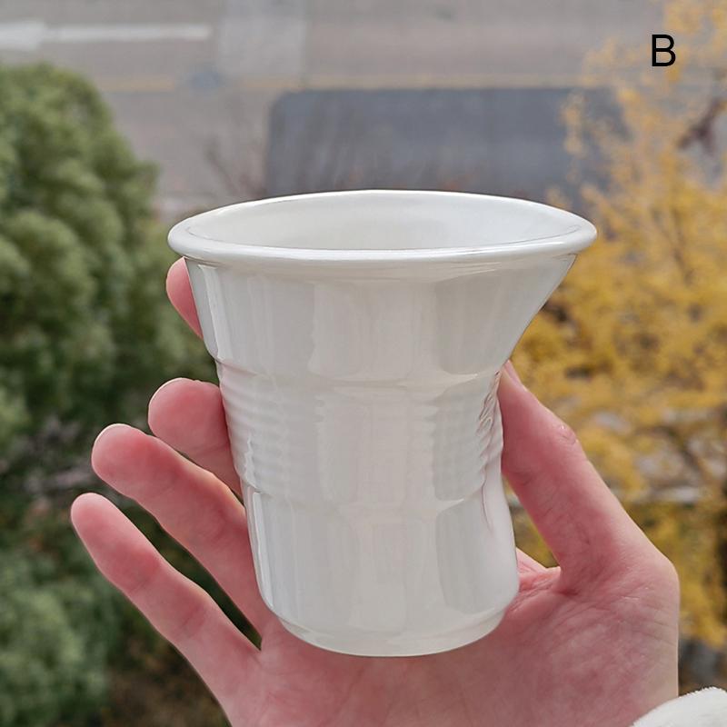 Korean Style Cups And Mugs Coffee Mug White Ceramic Nordic Wrinkle Cup Drinking Coffee Tumbler English Letter
