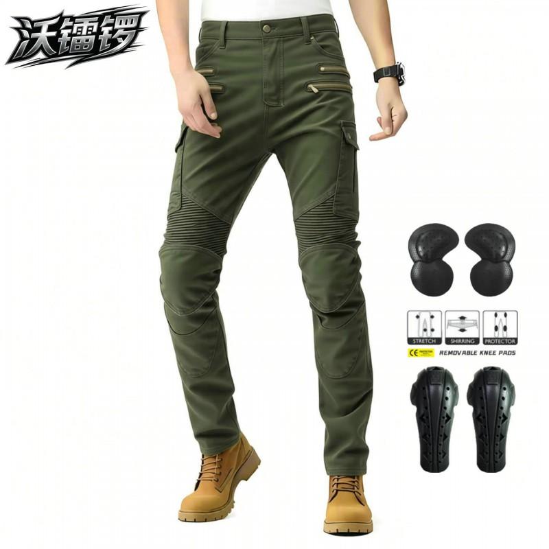 Mens Motorcycle Riding Pants With Reinforced Knee Protection Cotton Tactical Cargo Outdoor Biking