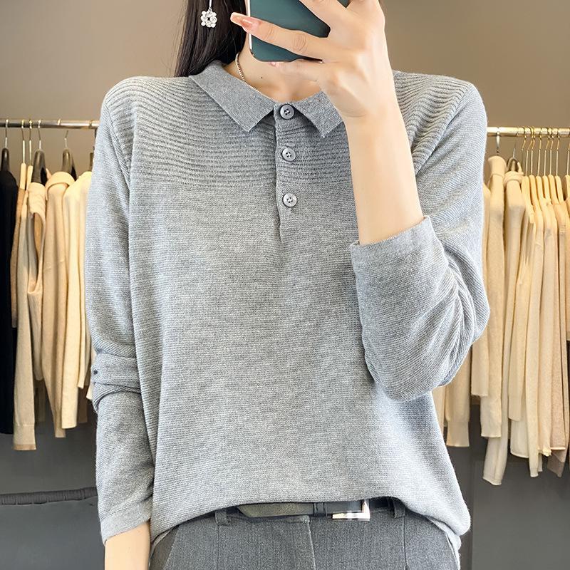 Осенние и зимние женские топы, трикотаж, рубашки поло, трикотаж с длинными рукавами