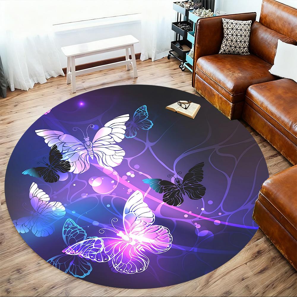 1pc Butterfly Circle Round Chair mat Area Rug - Non-Slip, Floor Mat for Office, Bedroom, and Indoor Decor c1125189