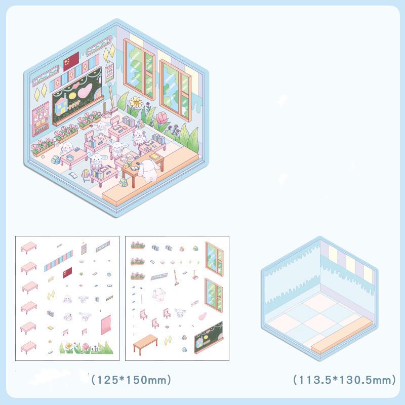 Мультфильм Еда Уличный Пейзаж Наклейка Сцена из Хижины DIY Игрушка Игра Наклейка Фестиваль Подарок На День Рождения для Детей Девочек и Детей