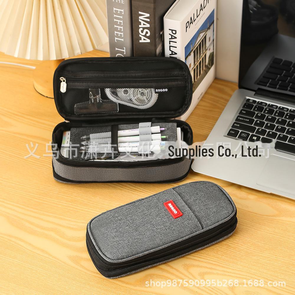 Выдвижной двухслойный пенал Macaron: Большая вместимость, однотонный цвет, для учеников младших и старших классов.