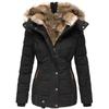 Women's Winter Warm Fur Collar Jacket Zipper Long Sleeved Slim Fit Jacket Hooded Coat