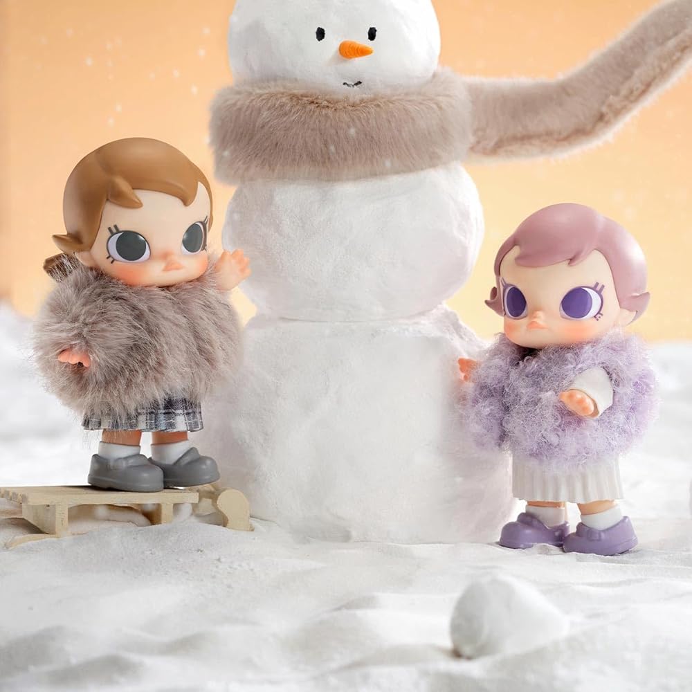 Pop Mart Baby Molly Зимний наряд Проверка Плюшевый кулон Ассорти в коробке 6 штук Коллекционная фигурка Игрушка