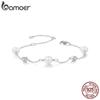 BAMOER, крошечный браслет из стерлингового серебра 925 пробы с муассанитом, изящная регулируемая цепочка с жемчугом, многослойные браслеты, украшения для подружек невесты