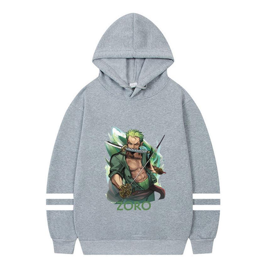 Японское Аниме ONE PIECE Толстовки Мужские Каваи Харадзюку Манга Графика Ророноа Зоро Принт Уличная Одежда Толстовки Худи Пуловеры Топы